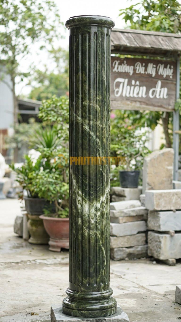 Cột Đá Serpentine Thân Rãnh Sâu 24 Đường Rãnh Soi Dọc Tinh Tế Ø 45X380 Cm