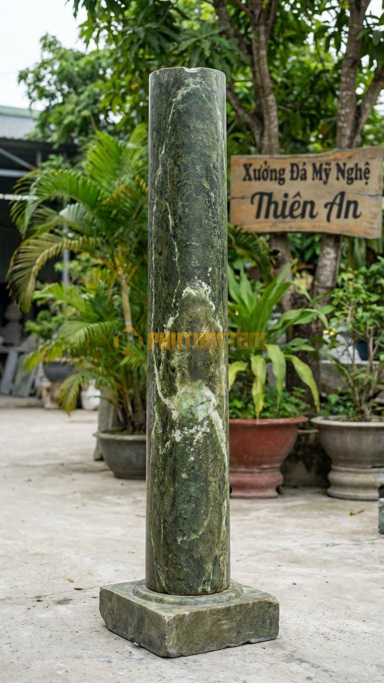 Cột Đá Serpentine Tròn Trơn Đánh Nhám Tạo Cảm Giác Phong Trần, Cổ Kính Ø 30X240 Cm