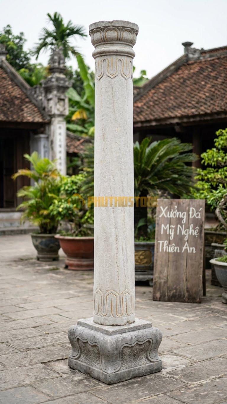 Cột Đá Trắng Muối Điểm Vàng Các Rãnh Soi Được Sơn Hoặc Mạ Kim Loại Ø 38X320 Cm
