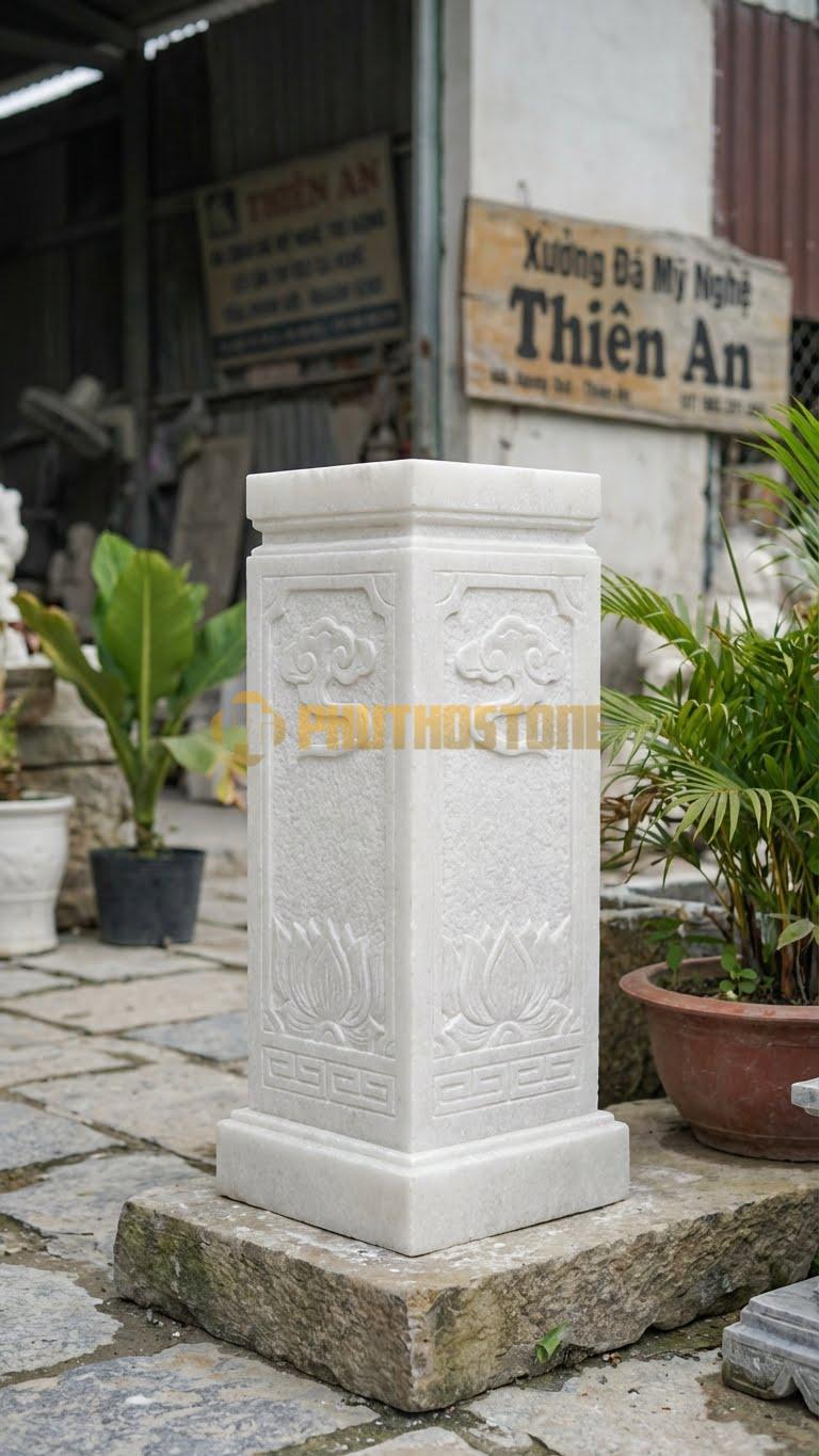 Cột Đá Trắng Muối Kê Tượng Cột Ngắn Chuyên Dùng Để Đặt Tượng 40X40X80 Cm