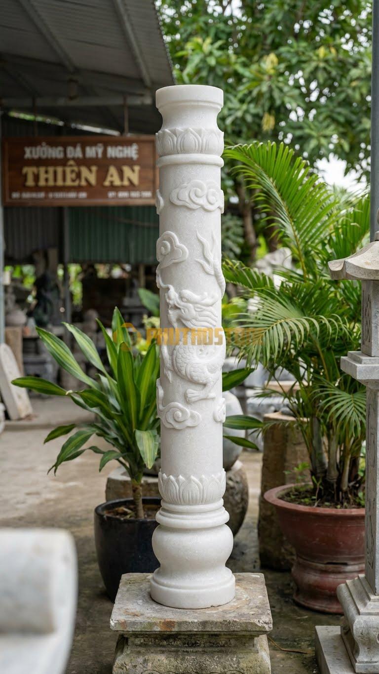 Cột Đá Trắng Muối Trang Trí Cửa Sổ Cột Nhỏ (Cột Con Tiện) Trang Trí Vòm Ø 15X120 Cm