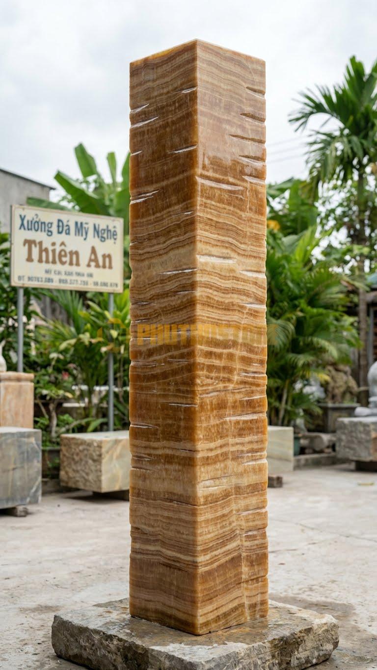 Cột Đá Vân Gỗ Chỉ Ngang Ngẫu Nhiên Các Đường Cắt Ngang Không Quy Luật 35X35X250 Cm