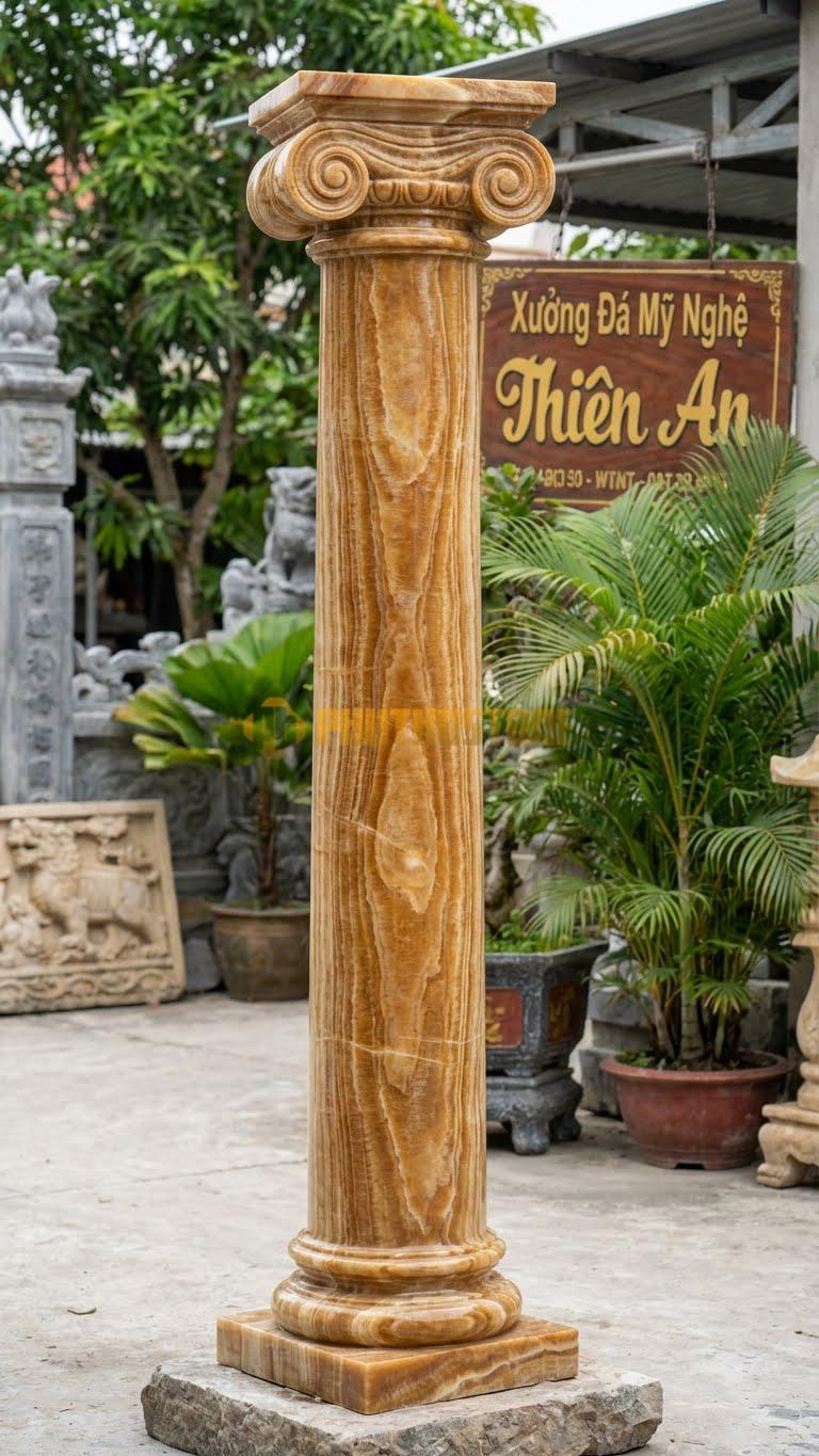 Cột Đá Vân Gỗ Ionic Vòng Xoáy Đầu Cột Xoắn Ốc Đối Xứng Tinh Xảo Ø 35X300 Cm