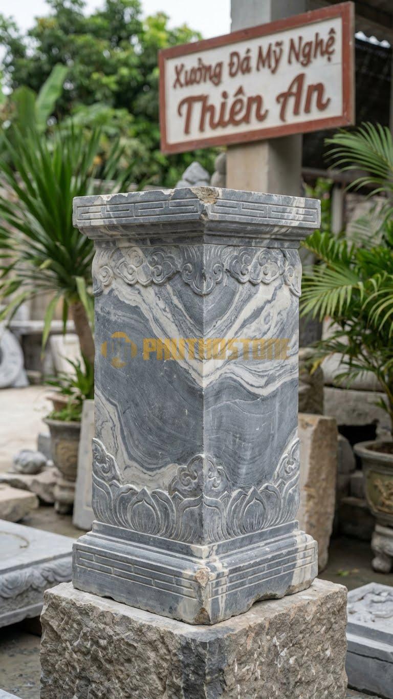 Cột Đá Vân Mây Kê Tượng Cột Ngắn Chuyên Dùng Để Đặt Tượng 40X40X80 Cm