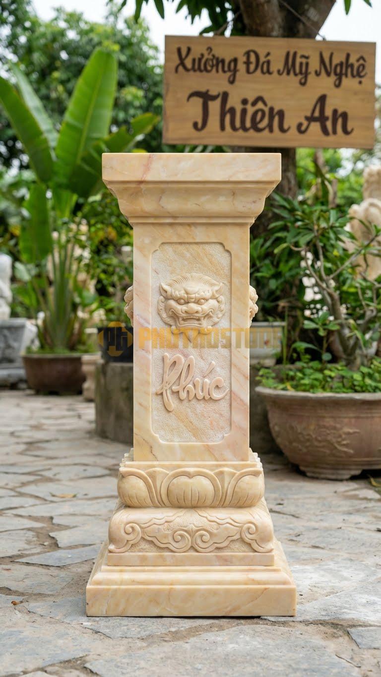 Cột Đá Vàng Nghệ An Kê Tượng Cột Ngắn Chuyên Dùng Để Đặt Tượng 40X40X80 Cm