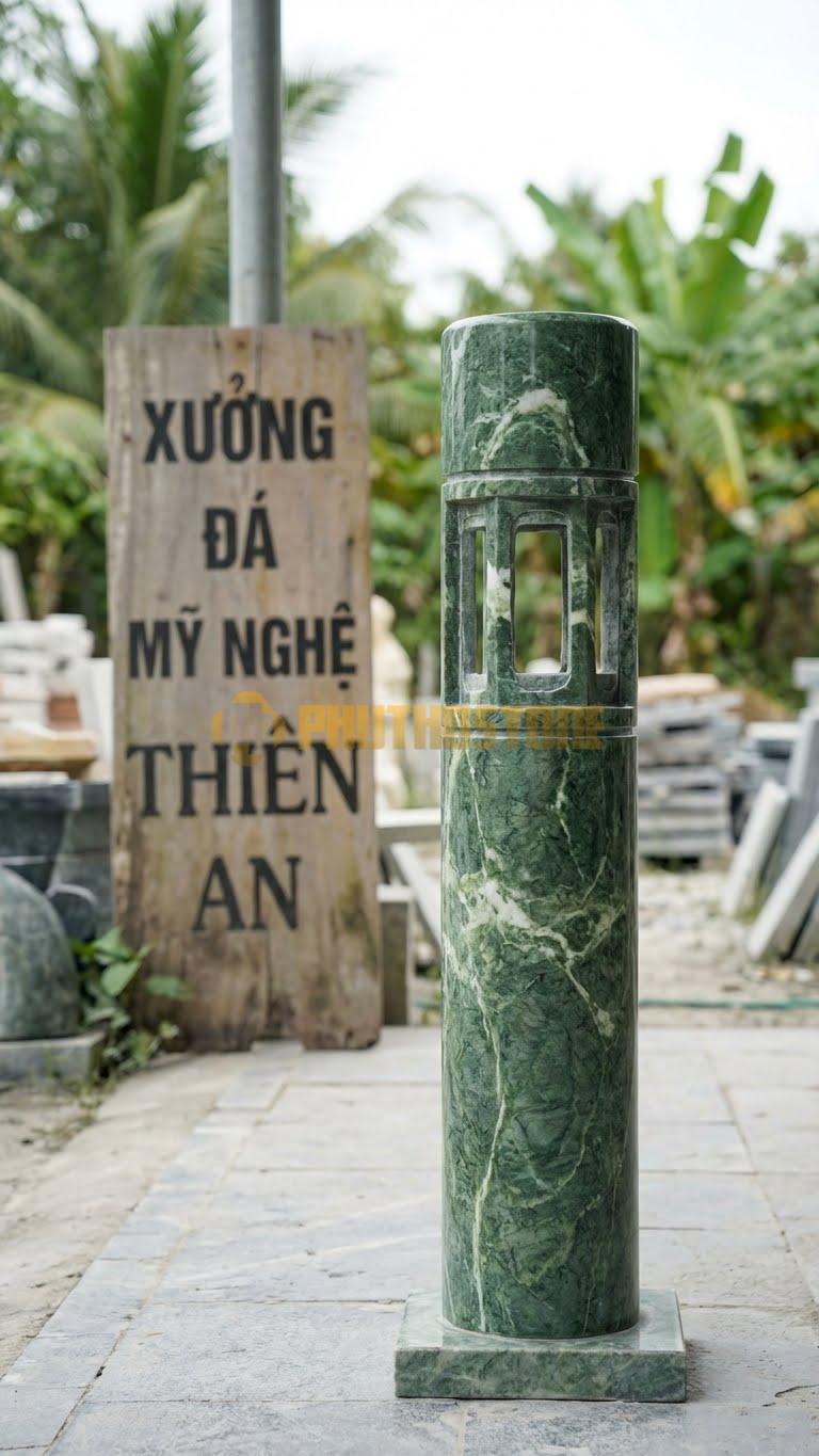 Cột Đá Xanh Ấn Đèn Đá Nhật Bản Cột Tích Hợp Hộc Để Đèn Bên Trong 30X30X120 Cm