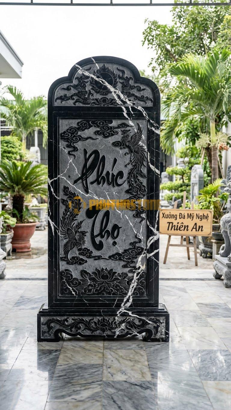 Cuốn Thư Đá Đen Tia Chớp Tam Quan Trấn Trạch L350: Mẫu Siêu Đại Cho Khuôn Viên Ngàn M2. (L350 x H235 Cm).