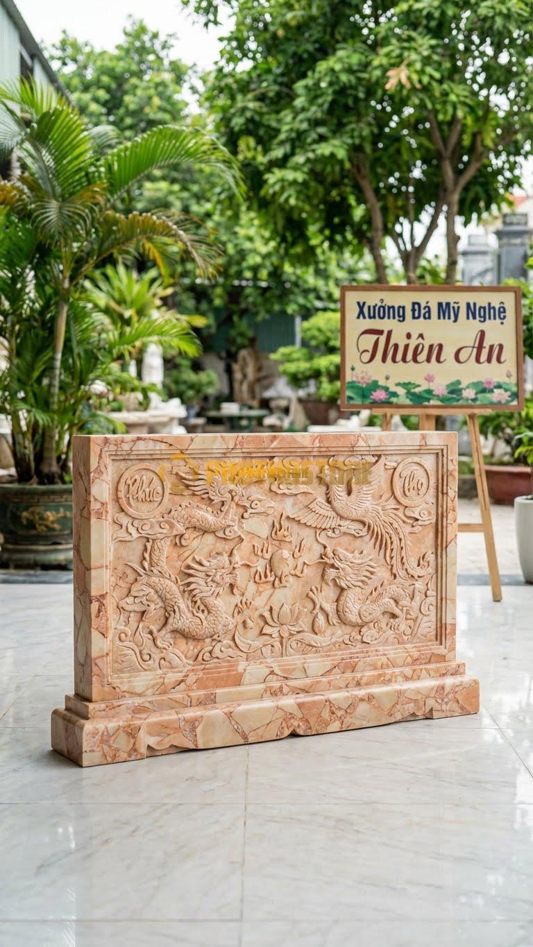 Cuốn Thư Đá Hồng Liền Khối Chân Quỳ Liền L133: Chân Và Thân Dính Liền Một Khối (Rất Tốn Đá). (L133 x H81 Cm).