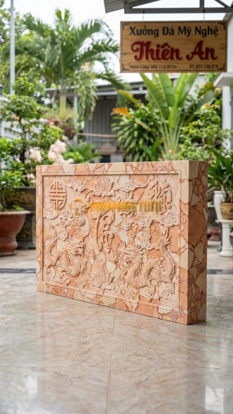 Cuốn Thư Đá Hồng Nguyên Khối Dày 18Cm L127: Độ Dày Lớn, Tự Đứng Vững Không Cần Bệ Rộng. (L127 x H81 Cm).