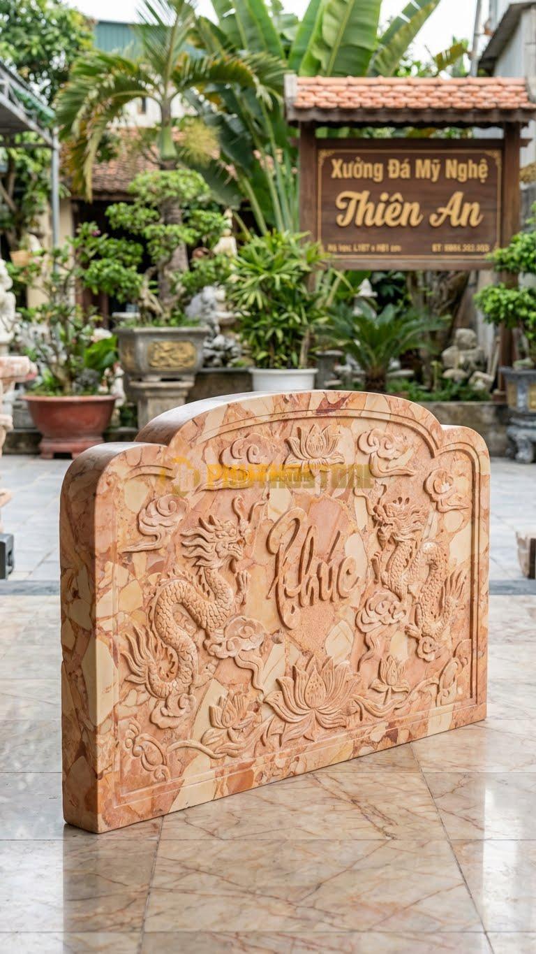 Cuốn Thư Đá Hồng Nguyên Khối Nhỏ L107: Cắt Từ 1 Tảng Đá Liền, Không Ghép Đế. (L107 x H61 Cm).