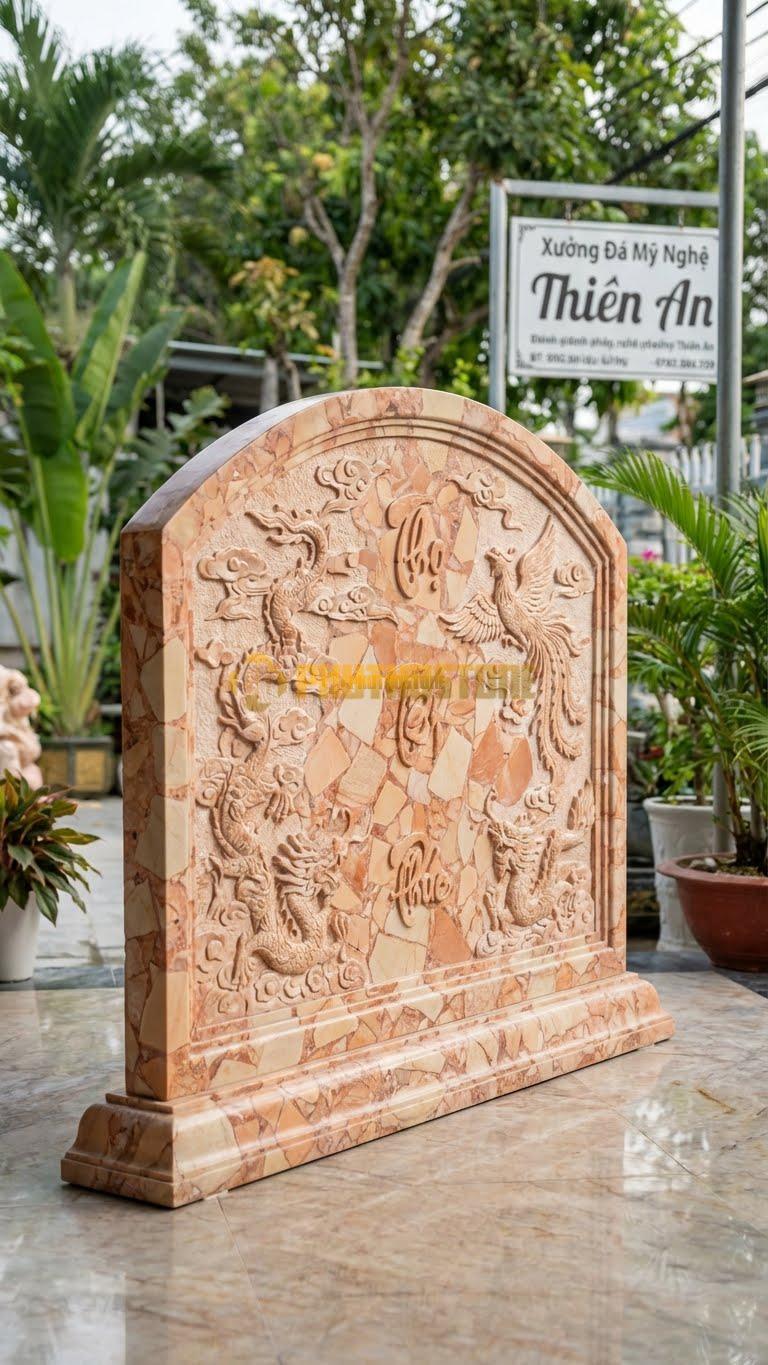 Cuốn Thư Đá Hồng Tam Quan Vòm Cung L237: Dáng Cong Vòm Như Cầu Vồng. (L237 x H176 Cm).