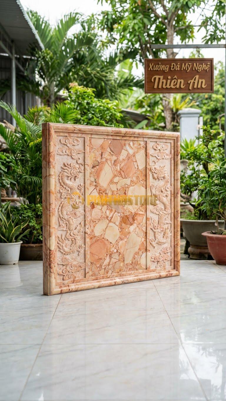Cuốn Thư Đá Hồng Xanh Rêu Đánh Bóng L147: Mài Bóng Kính Làm Nổi Bật Màu Xanh Ngọc. (L147 x H127 Cm).