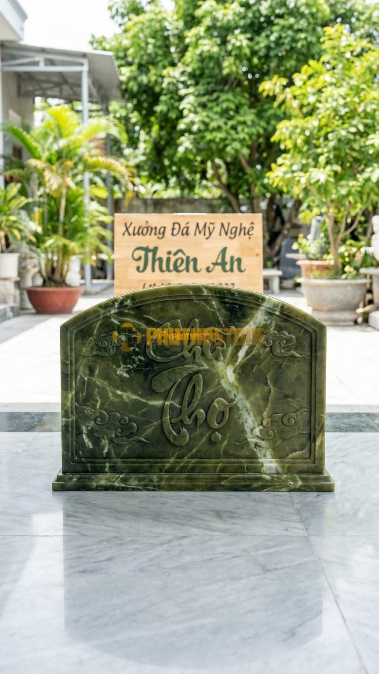 Cuốn Thư Đá Serpentine Chữ Thọ Tâm Linh L107: Mẫu Nhỏ, Chữ Thọ Viết Thư Pháp Việt. (L107 x H69 Cm).