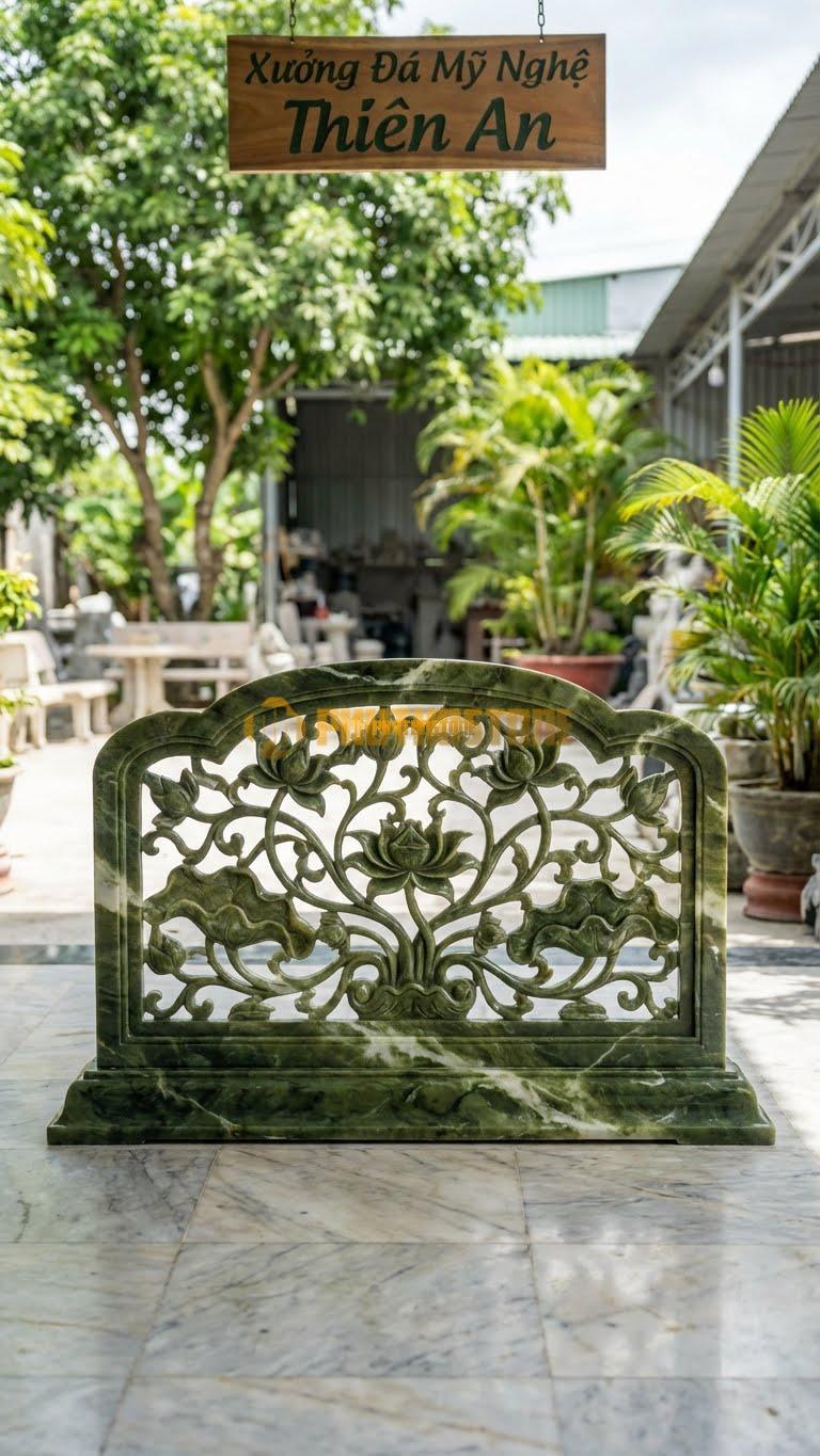 Cuốn Thư Đá Serpentine Thông Phong Sen Dây L133: Dây Sen Uốn Lượn Mềm Mại, Không Có Nền. (L133 x H81 Cm).