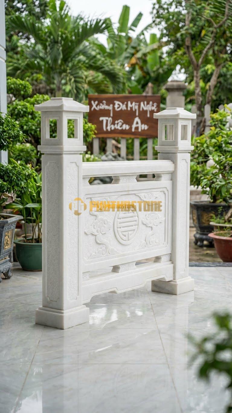 Cuốn Thư Đá Trắng Muối Cột Đèn Đơn Giản L127: Cột Trơn, Đèn Hộp Vuông Tối Giản. (L127 x H117 Cm).