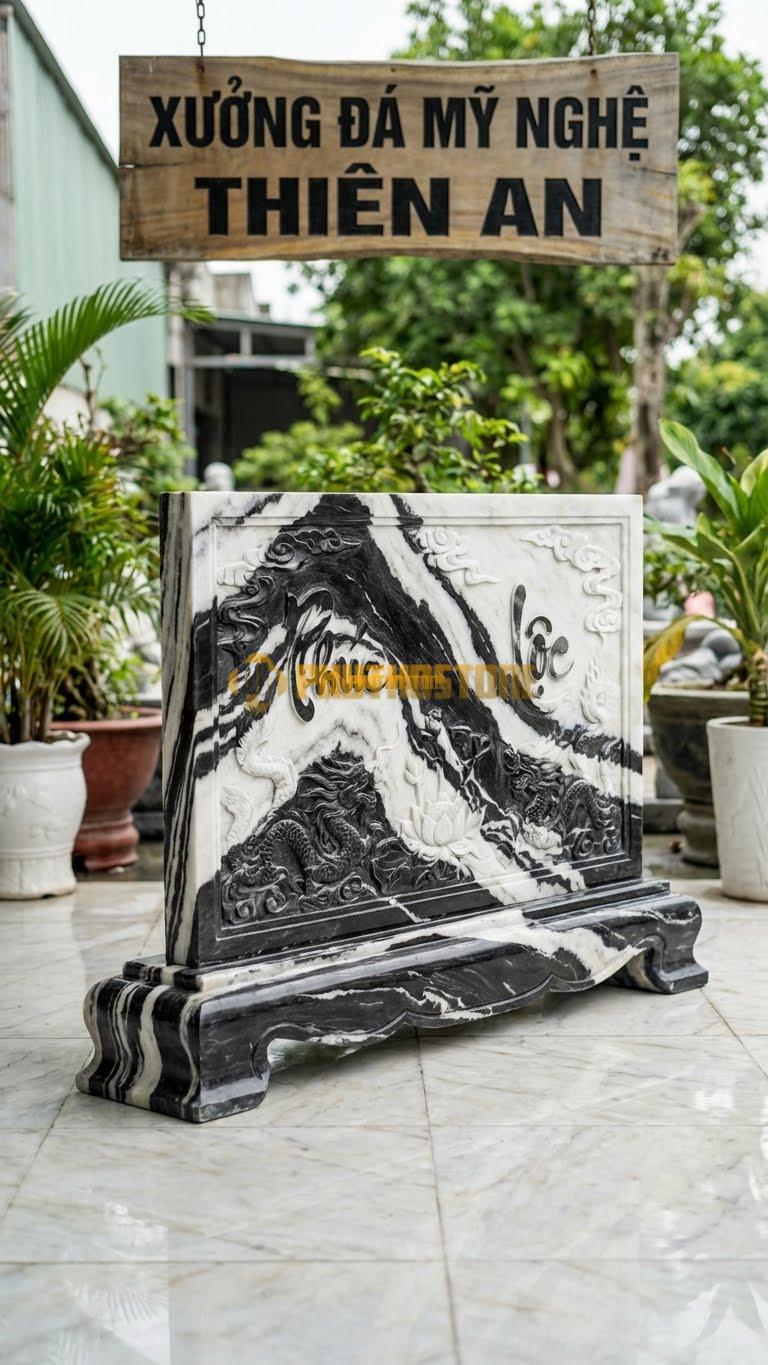 Cuốn Thư Đá Tuyết Sơn Liền Khối Chân Quỳ Liền L133: Chân Và Thân Dính Liền Một Khối (Rất Tốn Đá). (L133 x H81 Cm).