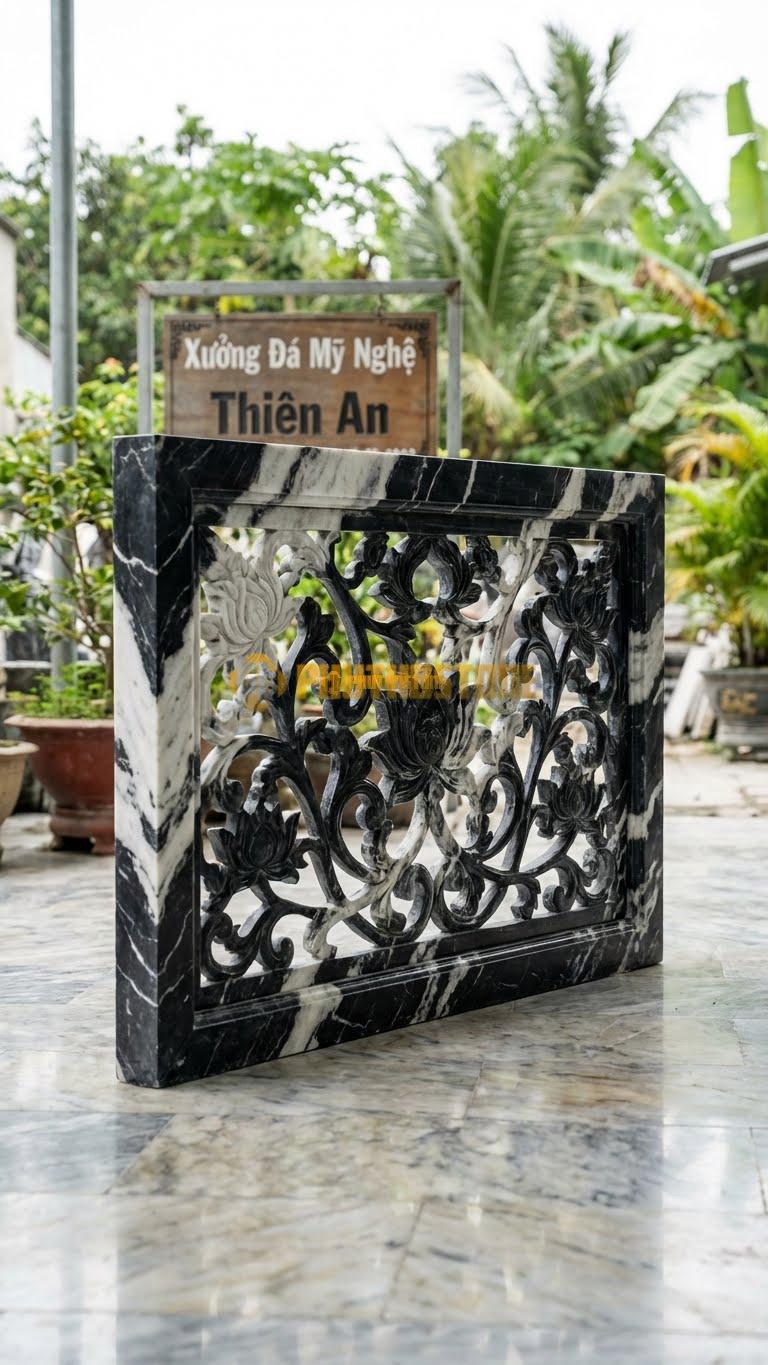 Cuốn Thư Đá Tuyết Sơn Thông Phong Sen Dây L133: Dây Sen Uốn Lượn Mềm Mại, Không Có Nền. (L133 x H81 Cm).