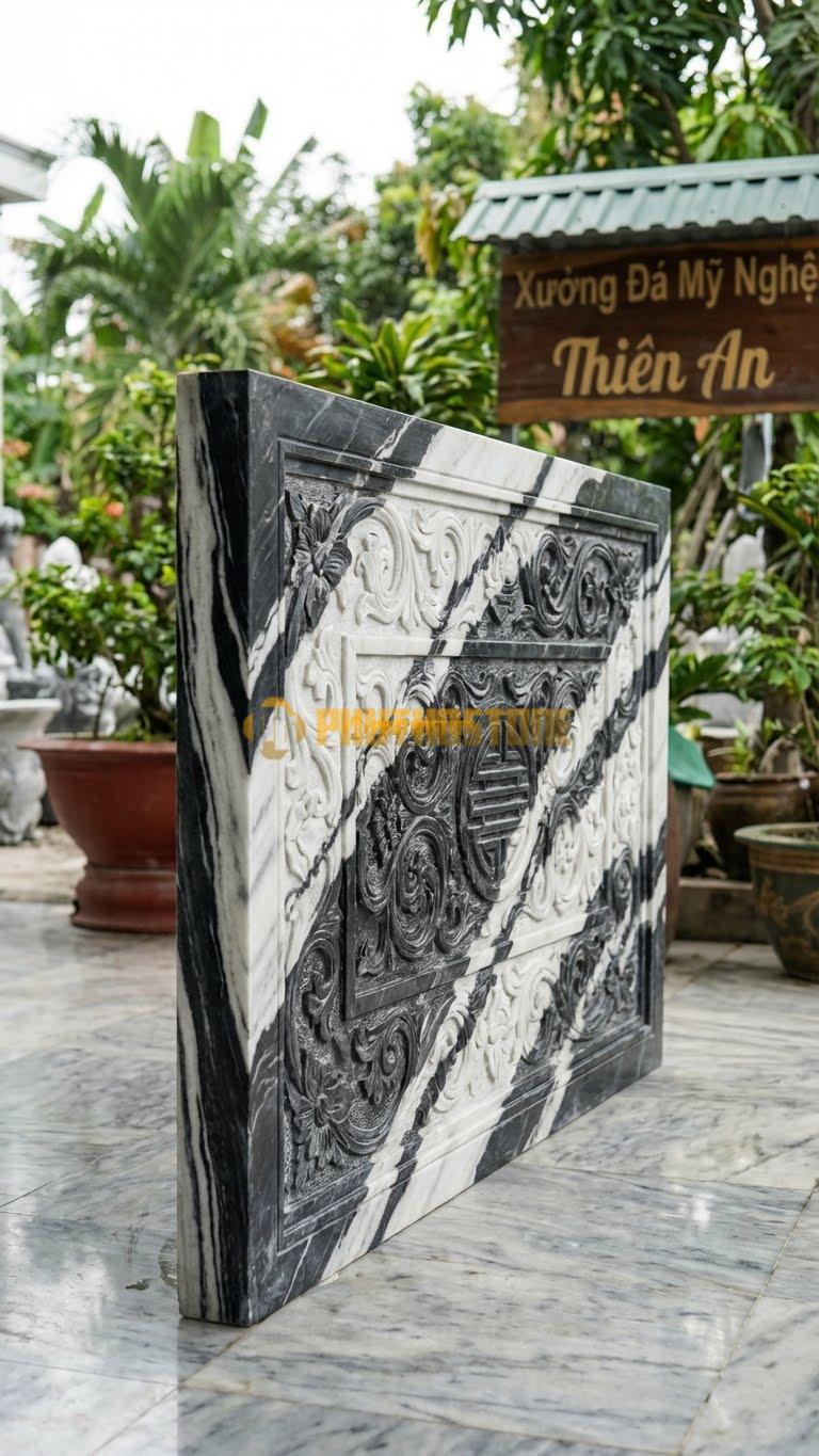 Cuốn Thư Đá Tuyết Sơn Thông Phong Vách Ngăn L167: Dùng Như Vách Ngăn Nghệ Thuật, Họa Tiết Hoa Dây. (L167 x H117 Cm).