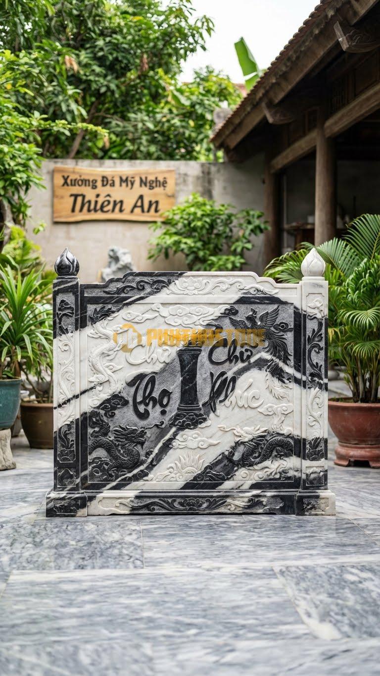 Cuốn Thư Đá Tuyết Sơn Trụ Đấu Lửa L155: Đỉnh Cột Chạm Hình Nụ Lửa (Dành Cho Đình Chùa). (L155 x H133 Cm).