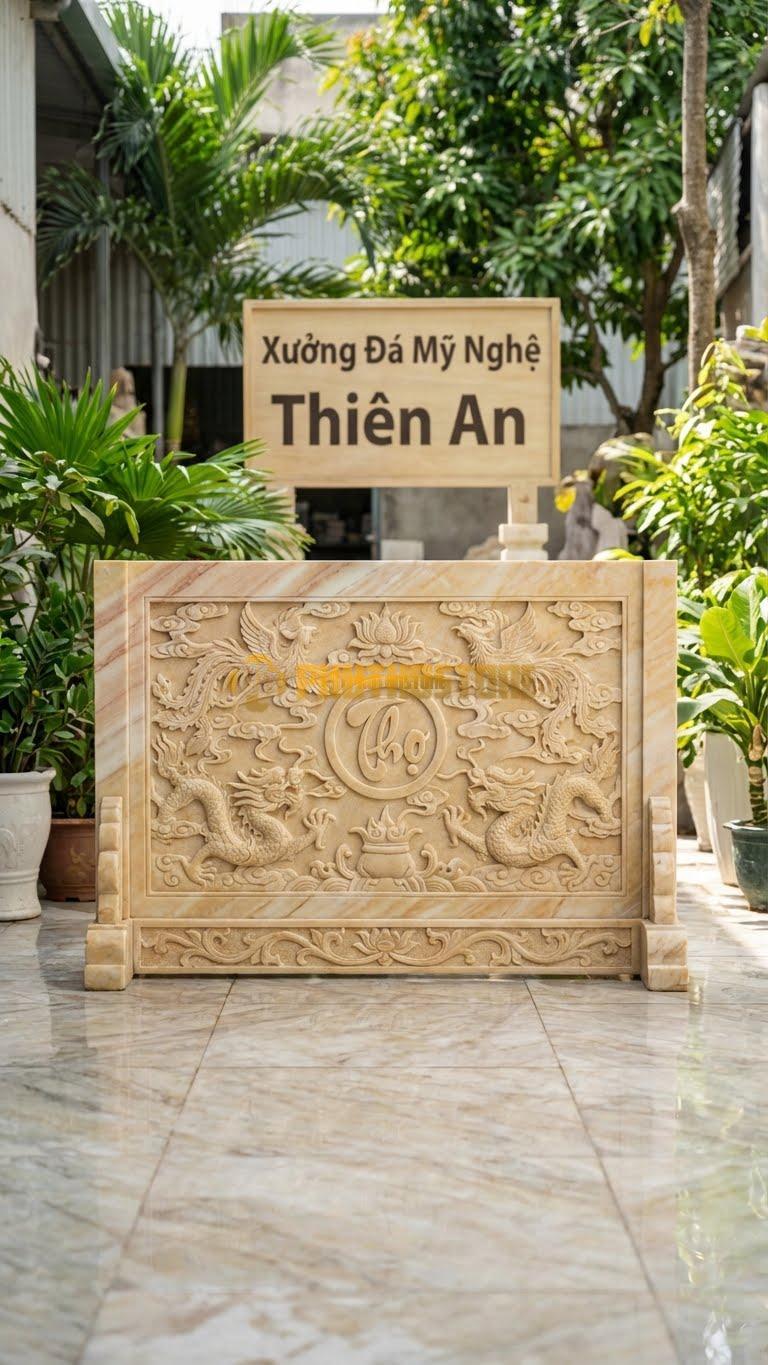 Cuốn Thư Đá Vàng Nghệ An Liền Khối Đá Vàng L127: Đá Vàng Nguyên Khối, Màu Sắc Ấm Áp. (L127 x H81 Cm).