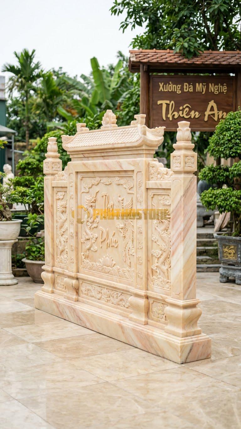 Cuốn Thư Đá Vàng Nghệ An Tam Quan Trấn Trạch L350: Mẫu Siêu Đại Cho Khuôn Viên Ngàn M2. (L350 x H235 Cm).