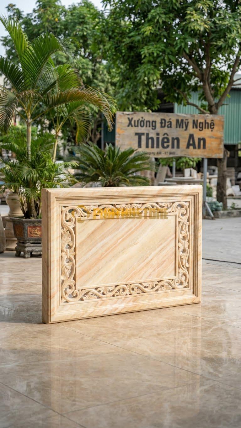 Cuốn Thư Đá Vàng Nghệ An Thông Phong Vách Ngăn L167: Dùng Như Vách Ngăn Nghệ Thuật, Họa Tiết Hoa Dây. (L167 x H117 Cm).