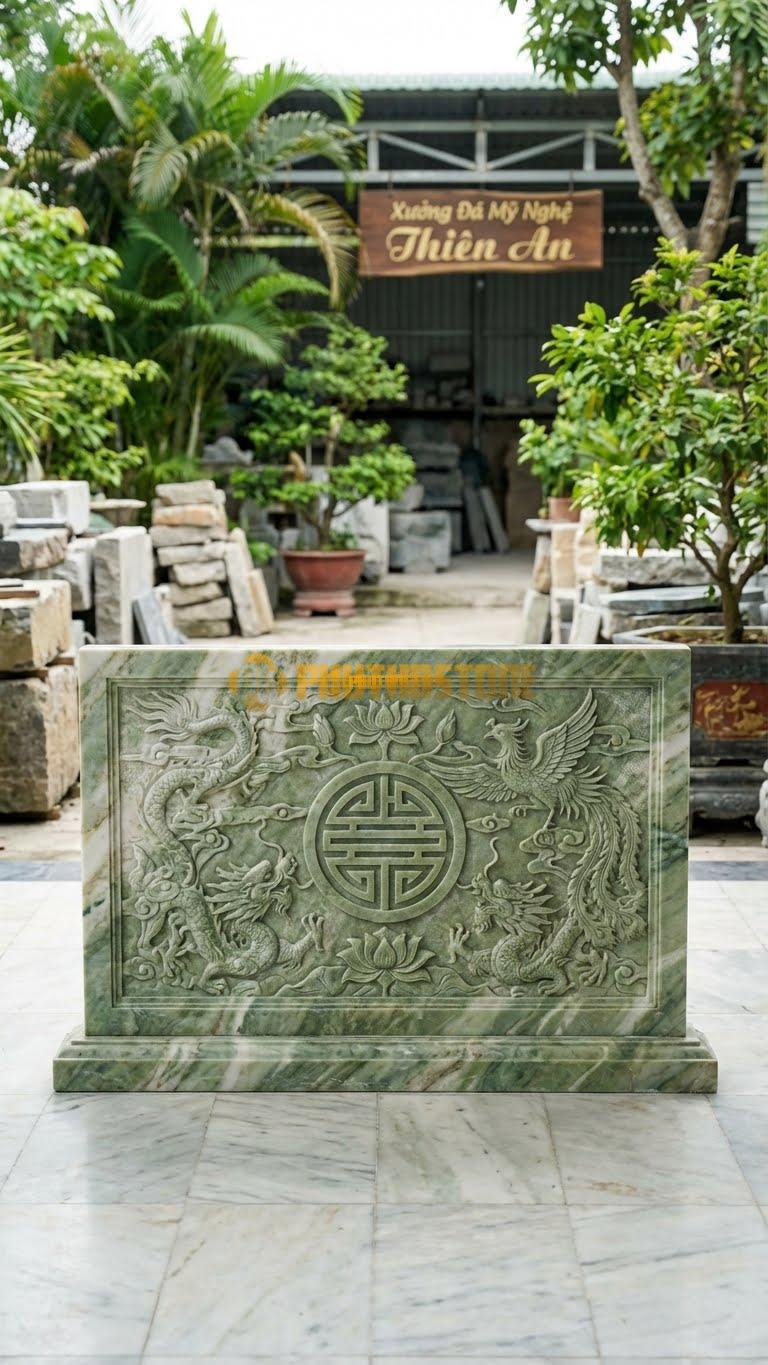 Cuốn Thư Đá Xanh Ấn Liền Khối Đá Vàng L127: Đá Vàng Nguyên Khối, Màu Sắc Ấm Áp. (L127 x H81 Cm).