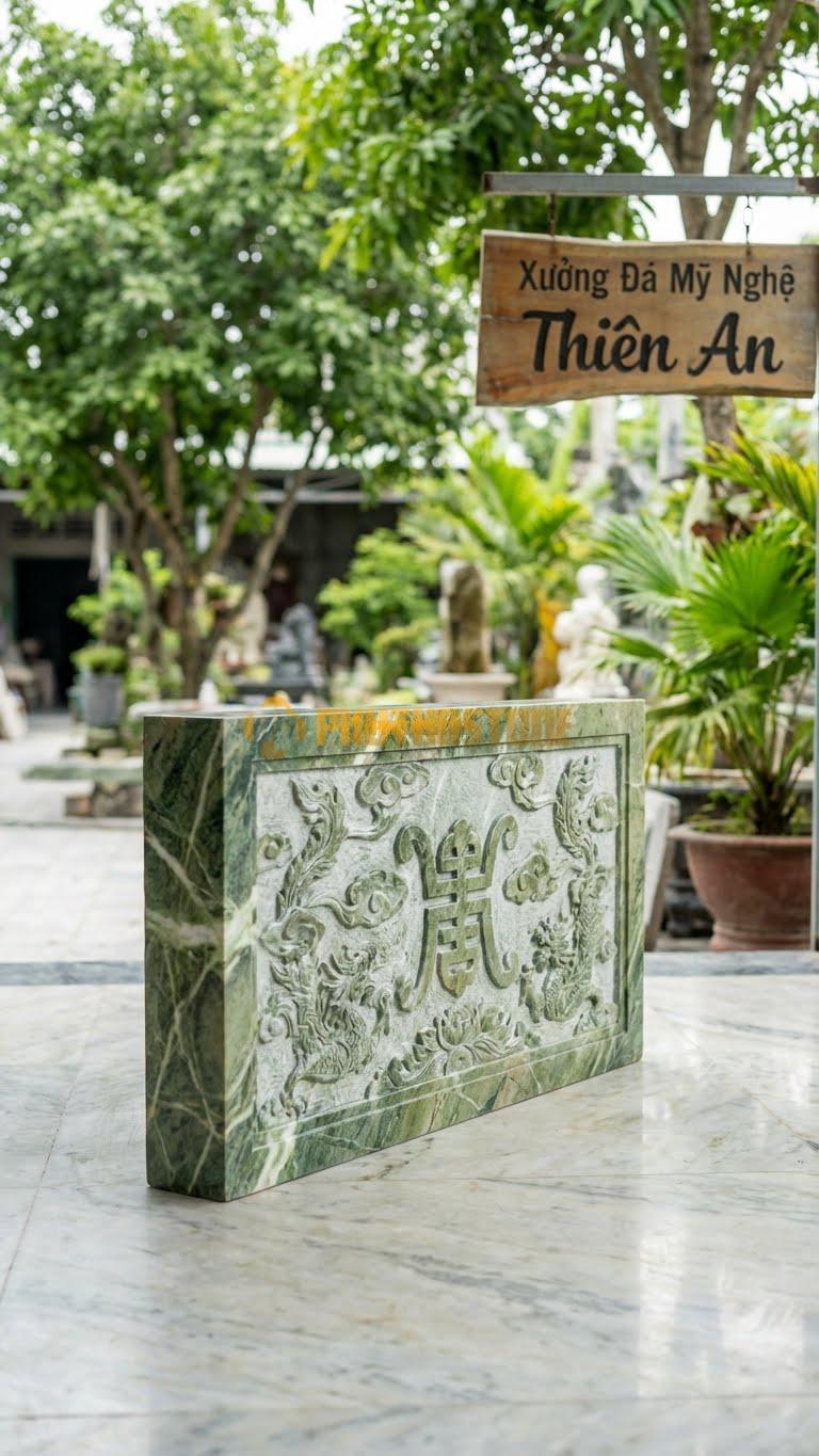 Cuốn Thư Đá Xanh Ấn Nguyên Khối Nhỏ L107: Cắt Từ 1 Tảng Đá Liền, Không Ghép Đế. (L107 x H61 Cm).