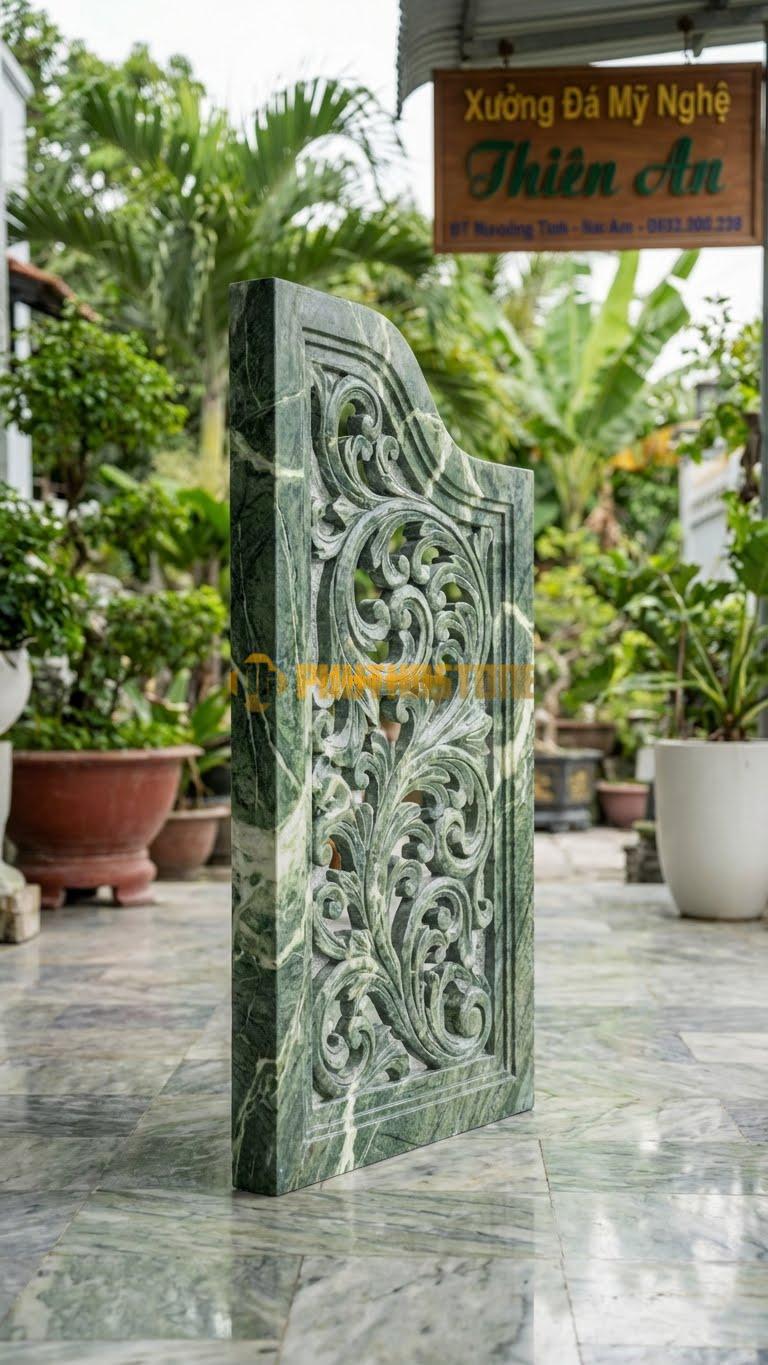 Cuốn Thư Đá Xanh Ấn Thông Phong Vách Ngăn L167: Dùng Như Vách Ngăn Nghệ Thuật, Họa Tiết Hoa Dây. (L167 x H117 Cm).