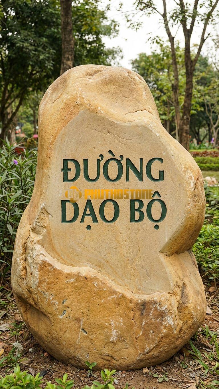 Đá tảng vàng cà rốt tự nhiên khắc ‘ĐƯỜNG DẠO BỘ’