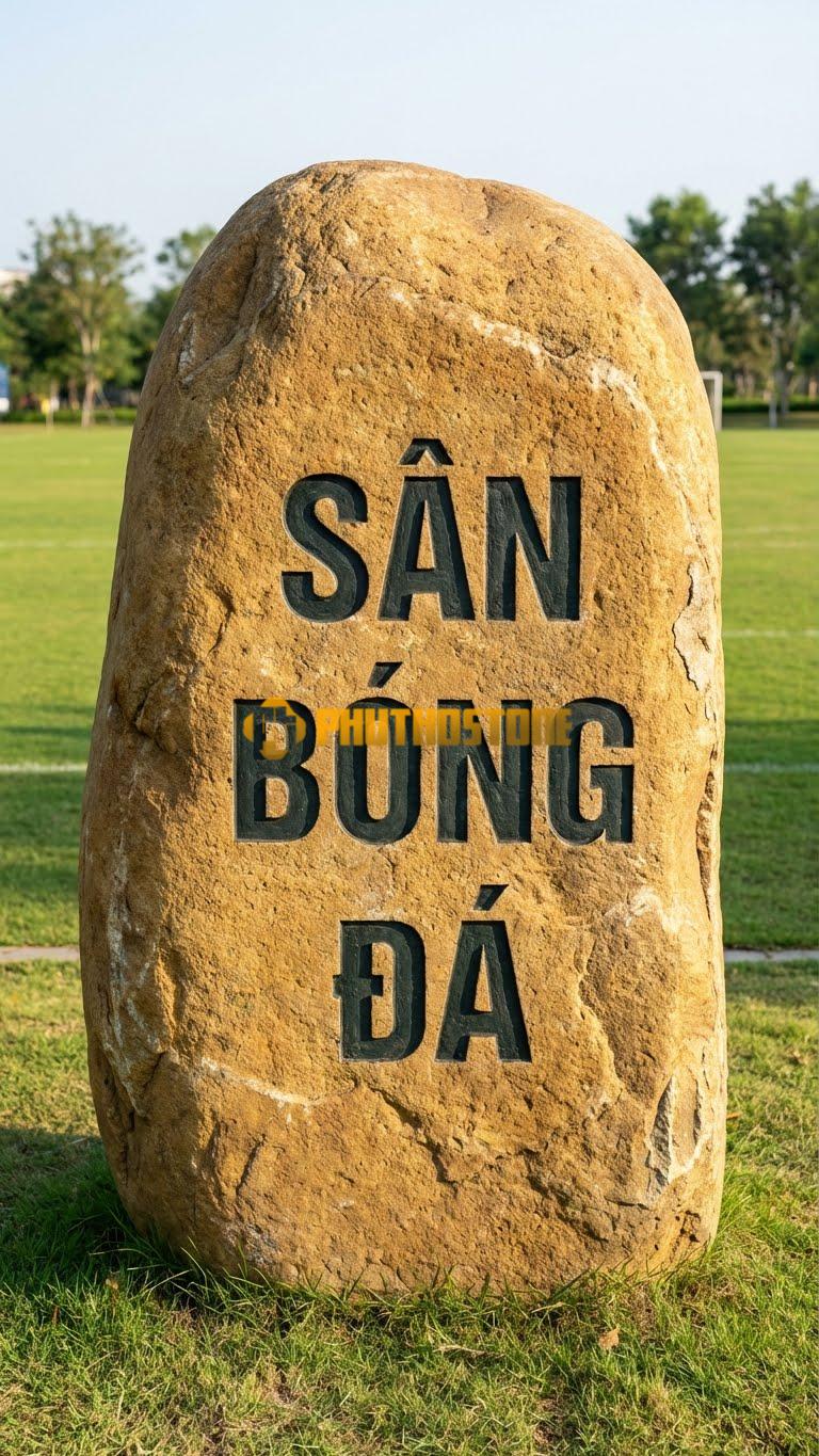 Đá tảng vàng cà rốt tự nhiên khắc ‘SÂN BÓNG ĐÁ’