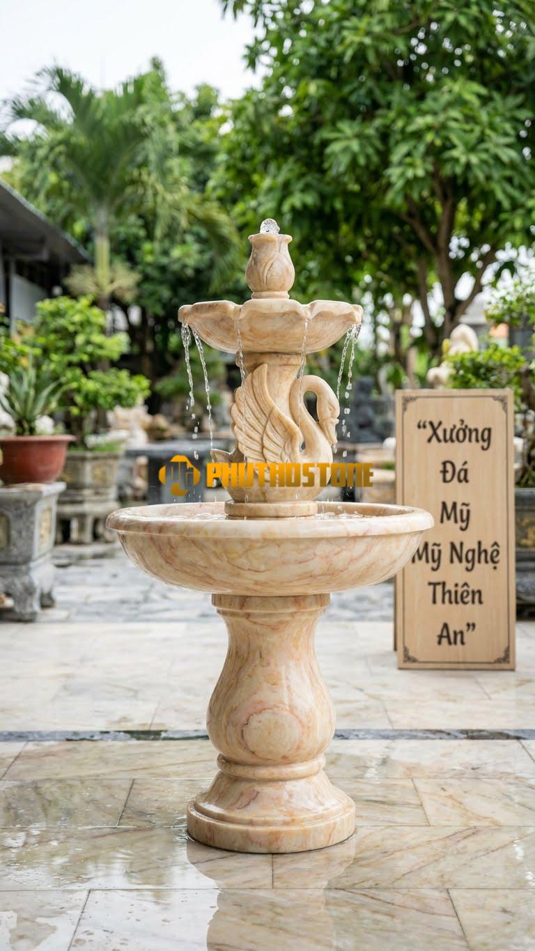 Đài Phun Nước Chim Thiên Nga C1.2m. Chất Liệu Đá Vàng Nghệ An