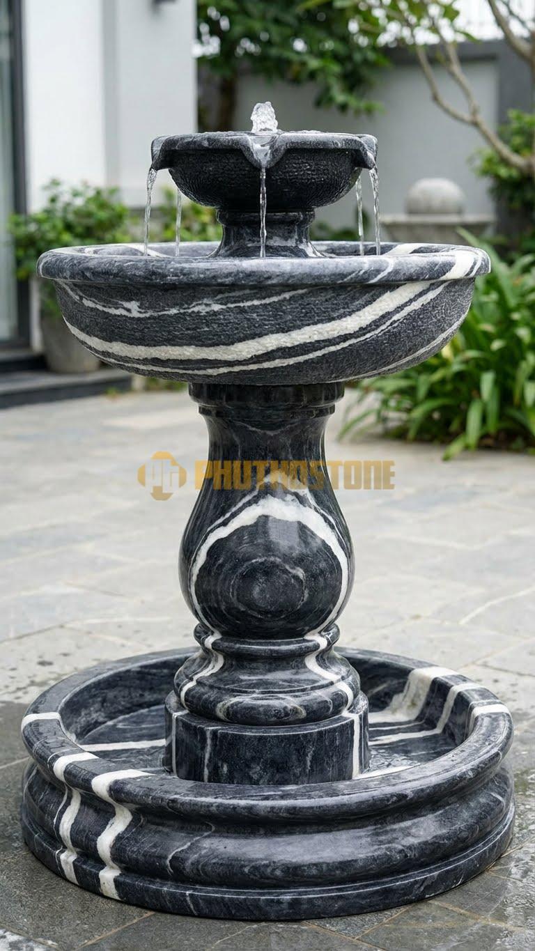 Đài phun nước đá tuyết sơn băm mặt chống trượt