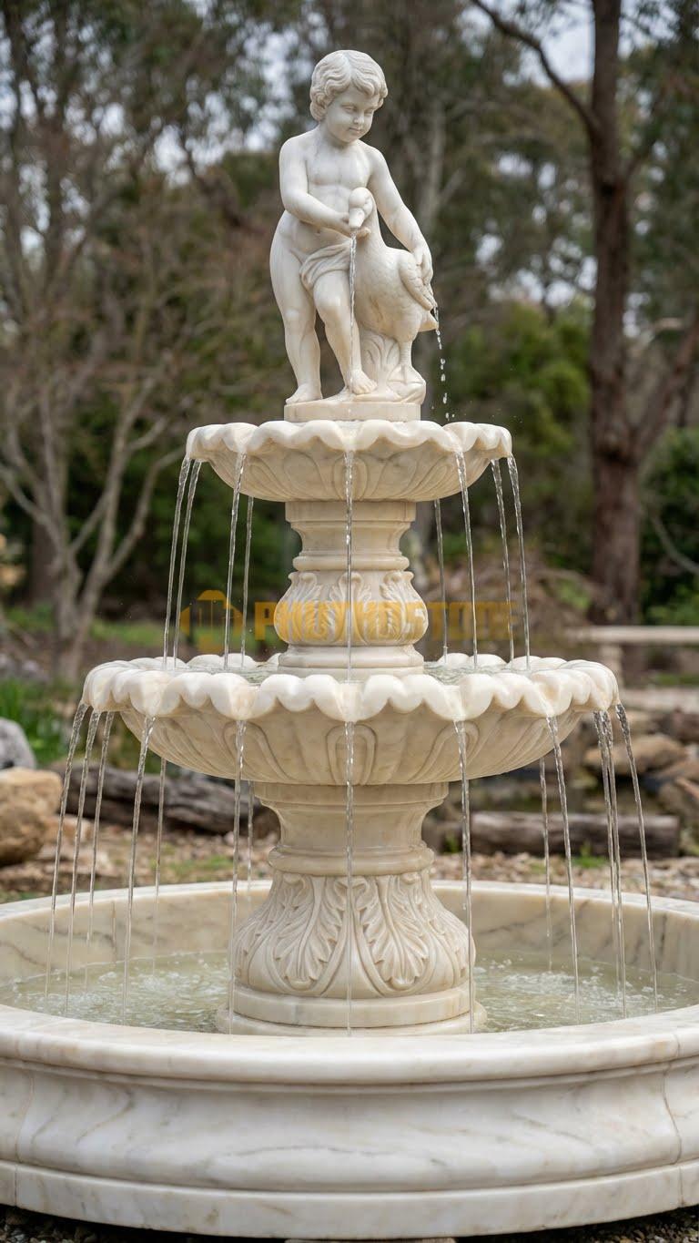 Đài phun nước tượng cậu bé ôm ngỗng (Boy with Goose) kinh điển cao 1m9