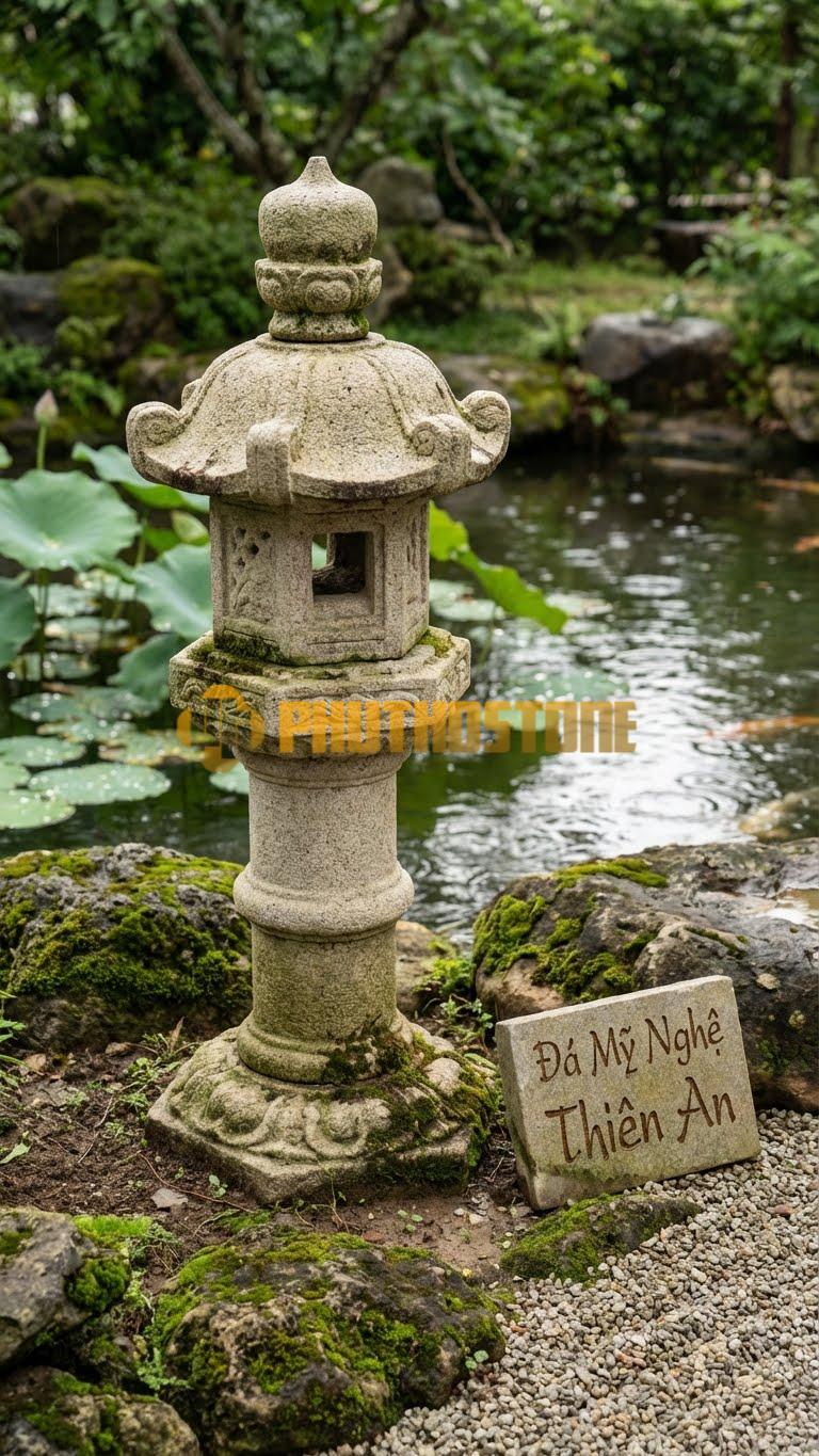 Đèn Đá Serpentine Trụ Vuông Xẻ Rãnh Ngang Song Song Như Cửa Chớp, Ánh Sáng Lọt Khe Cao 60Cm