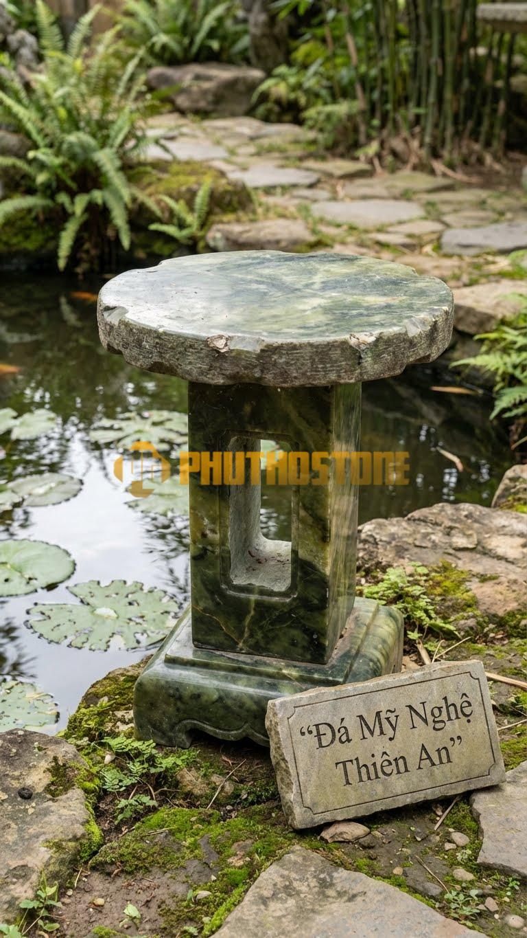 Đèn Đá Vân Mây Cuội Suối Hình Tròn Tự Nhiên, Khoét Rỗng Ruột, Giữ Nguyên Vỏ Rêu Phong D30Cm
