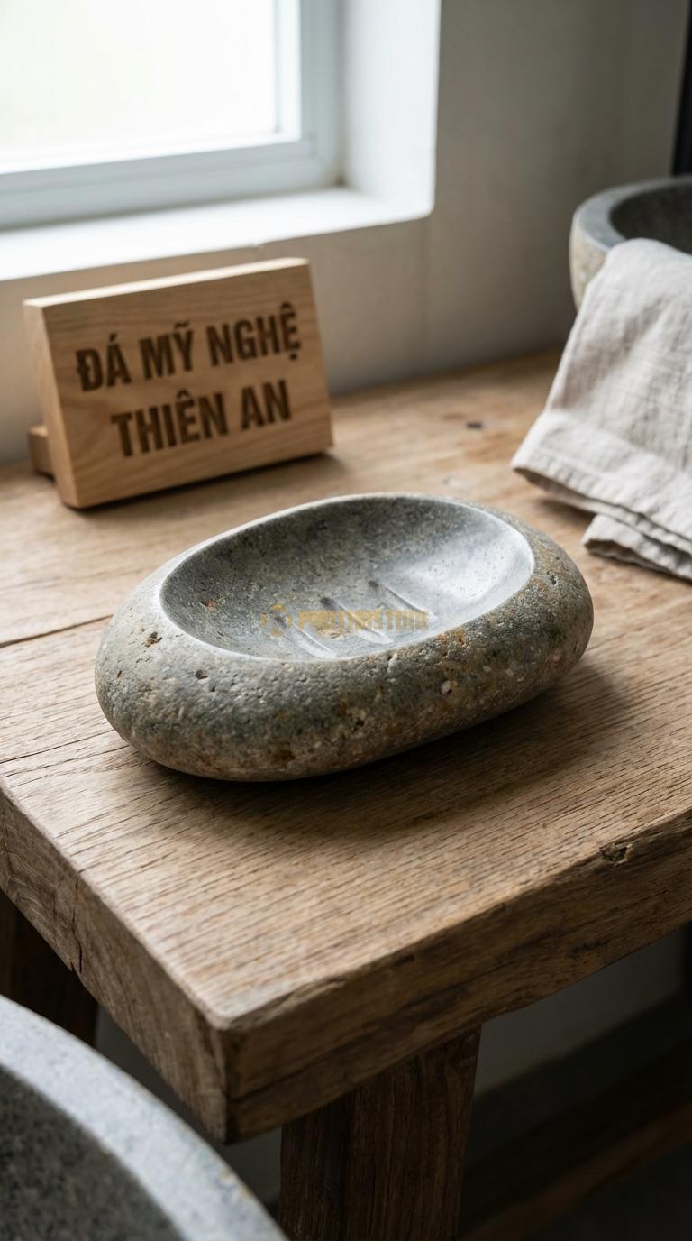 Đĩa Để Đá Cuội Xà Phòng Hình Oval Có 3 Rãnh Thoát Nước Ở Giữa Lòng Đĩa 13cm x 9cm x 2.5cm