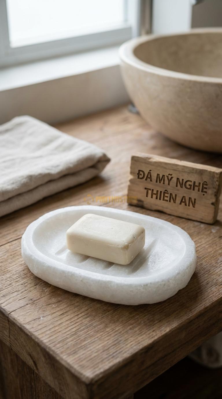 Đĩa Để Đá Trắng Muối Xà Phòng Hình Oval Có 3 Rãnh Thoát Nước Ở Giữa Lòng Đĩa 13cm x 9cm x 2.5cm
