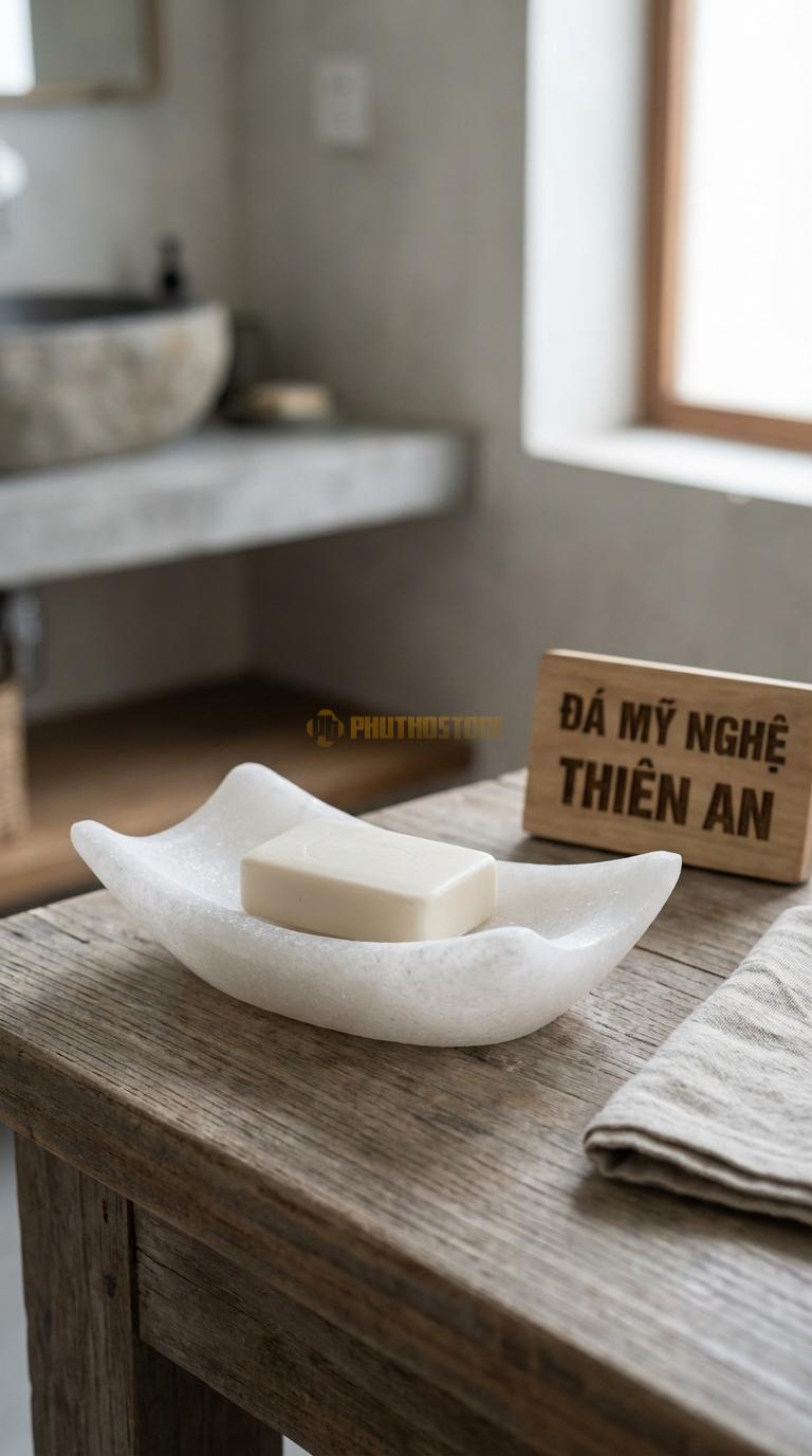Đĩa Để Đá Trắng Muối Xà Phòng Hình Thuyền Hai Đầu Vuốt Cao, Tạo Độ Cong Nghệ Thuật 16cm x 7cm x 3.5cm