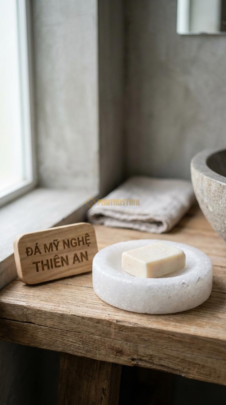 Đĩa Để Đá Trắng Muối Xà Phòng Tròn Zen Dáng Như Một Chiếc Bát Dẹt Cực Tối Giản Đường Kính 12cm x H2.5cm