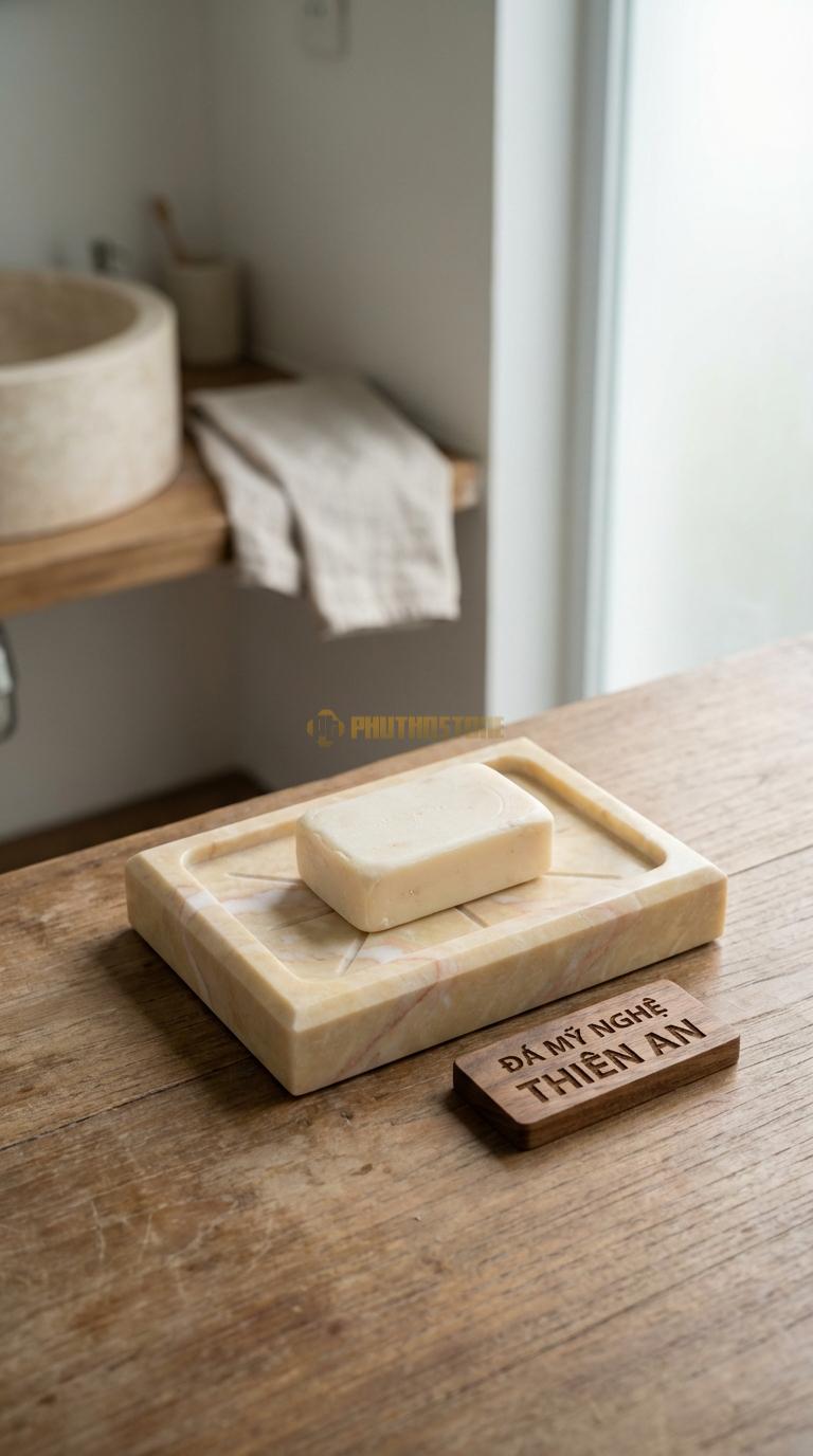 Đĩa Để Đá Vàng Nghệ An Xà Phòng Hình Chữ Nhật Mài Vát 4 Cạnh, Lòng Phẳng Soi Rãnh Chéo 12cm x 8cm x 2cm