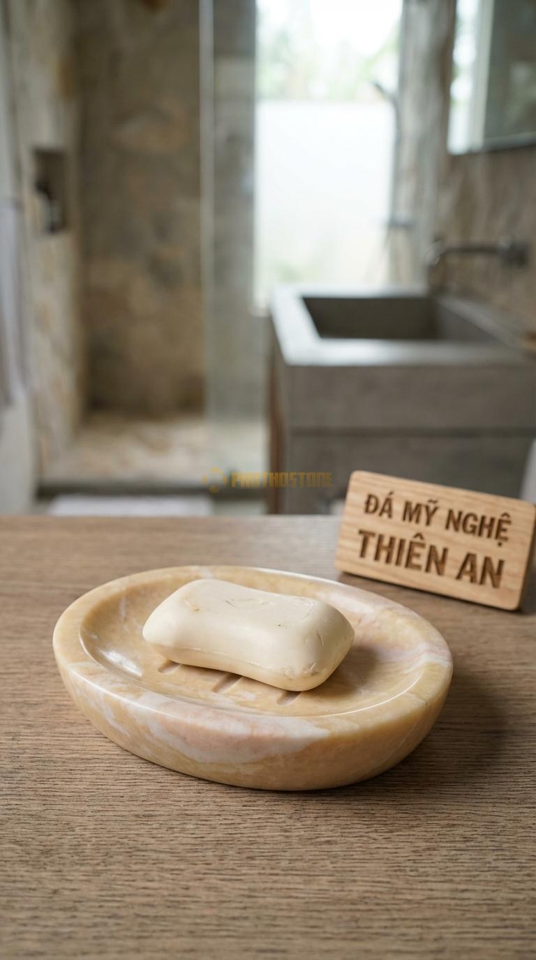 Đĩa Để Đá Vàng Nghệ An Xà Phòng Hình Oval Có 3 Rãnh Thoát Nước Ở Giữa Lòng Đĩa 13cm x 9cm x 2.5cm