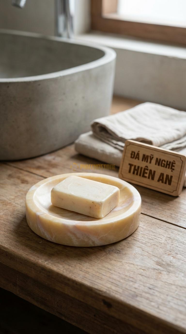 Đĩa Để Đá Vàng Nghệ An Xà Phòng Tròn Zen Dáng Như Một Chiếc Bát Dẹt Cực Tối Giản Đường Kính 12cm x H2.5cm