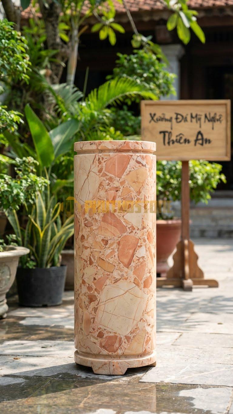 Đỉnh Đá Trơn Hiện Đại Đá Hồng: Dáng Hình Trụ Đứng, Tối Giản Cao Cấp 55 Cm