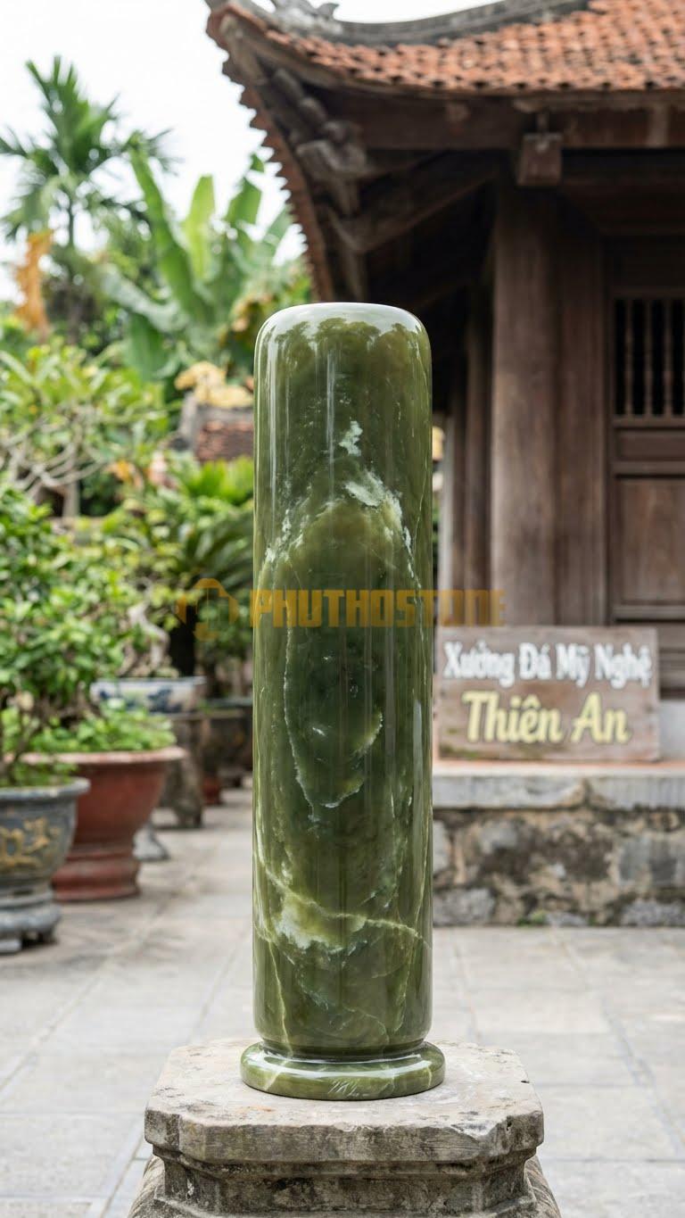 Đỉnh Đá Trơn Hiện Đại Đá Serpentine: Dáng Hình Trụ Đứng, Tối Giản Cao Cấp 55 Cm