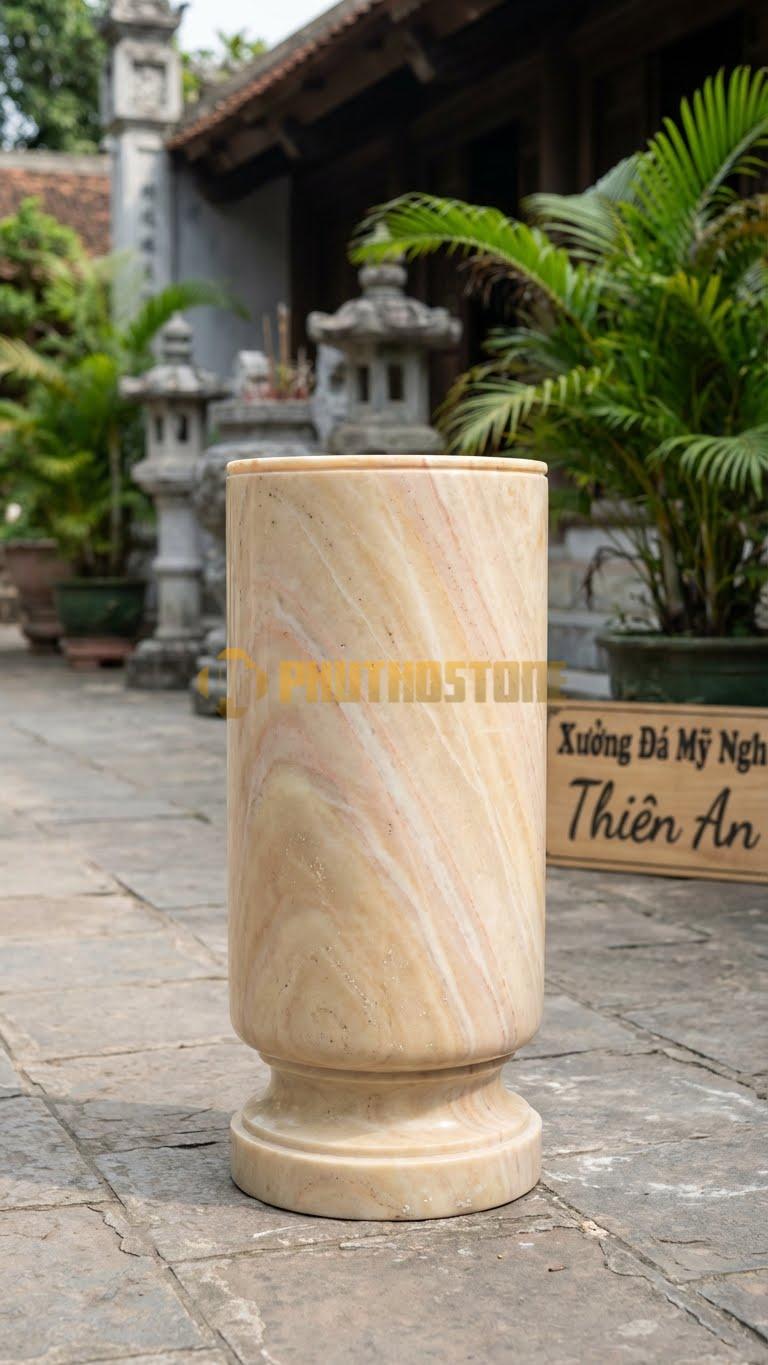 Đỉnh Đá Trơn Hiện Đại Đá Vàng Nghệ An: Dáng Hình Trụ Đứng, Tối Giản Cao Cấp 55 Cm