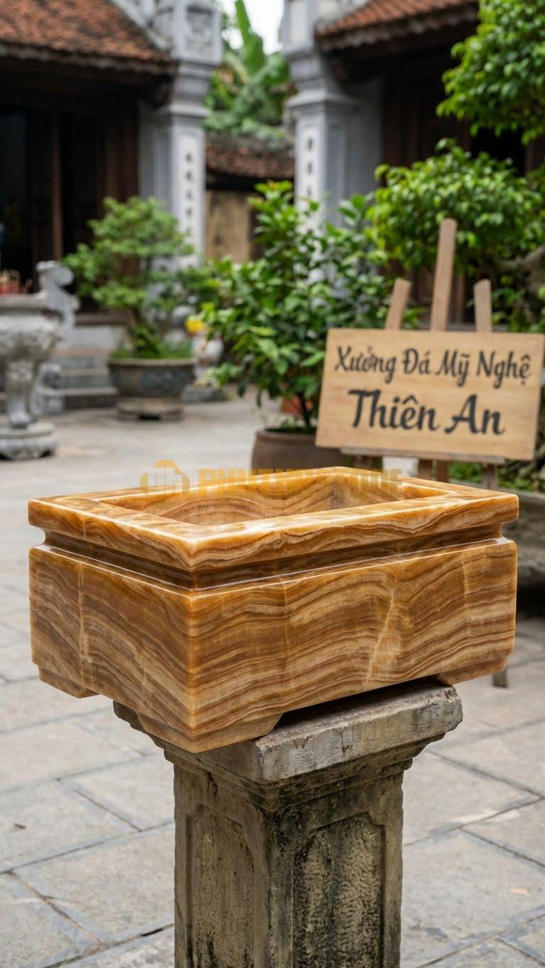 Đỉnh Hương Đá Mài Bóng Đá Vân Gỗ: Không Chạm Khắc, Nhấn Vào Vân Đá Tự Nhiên 40 Cm