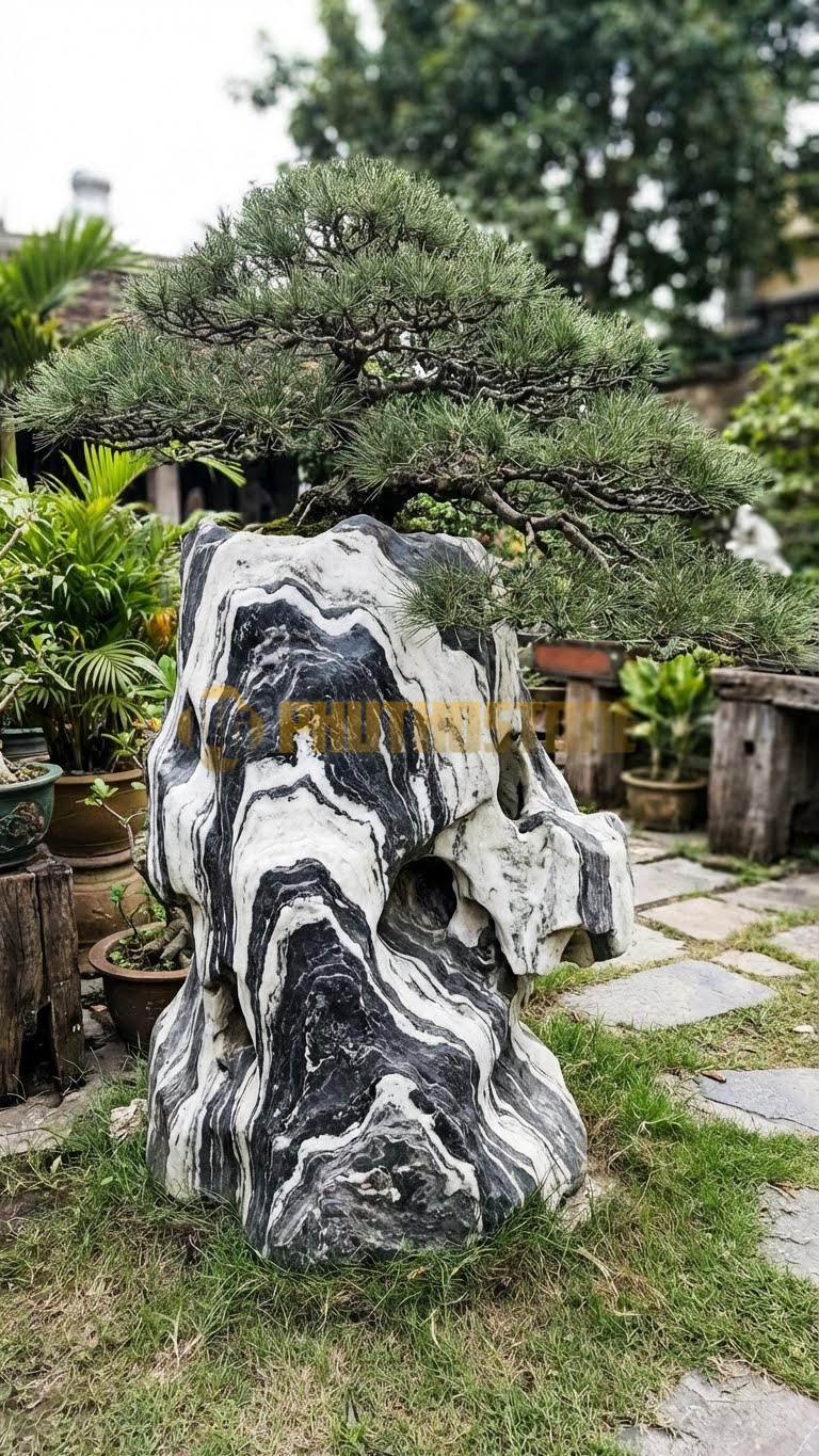 Đôn Kê Cây Cảnh Đá Tuyết Sơn Tùng Tuyết (Sơn Tùng) – Dài 40cm, Rộng 40cm, Cao 55cm
