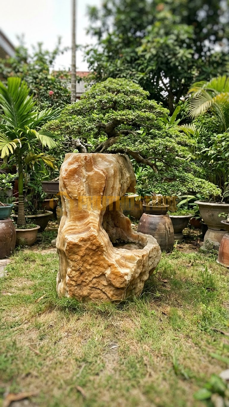 Đôn Kê Cây Cảnh Đá Vân Gỗ Thủy Tùng Bonsai Mini – Dài 20cm, Rộng 20cm, Cao 10cm