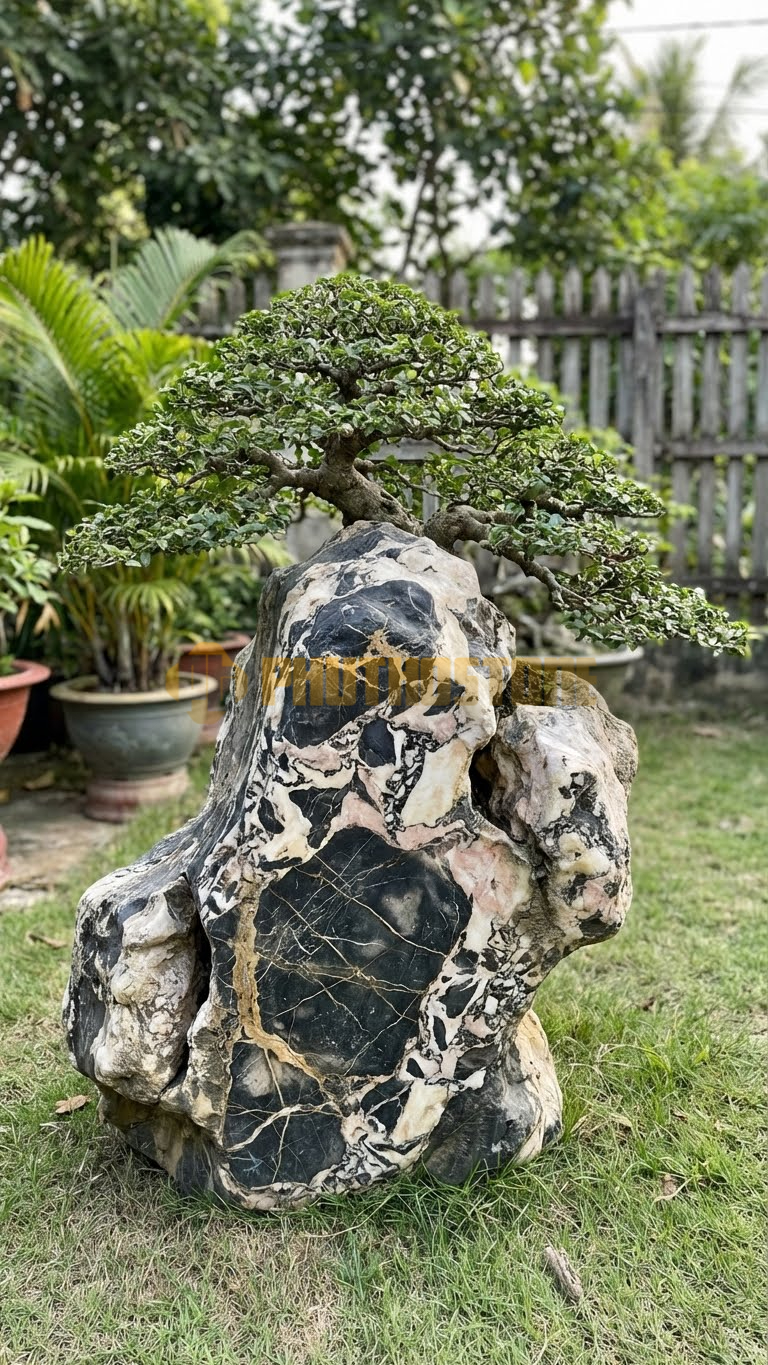 Đôn Kê Chậu Cây Đá Da Báo Bonsai Gừa (Si) Gốc Bạnh – Dài 90cm, Rộng 70cm, Cao 45cm